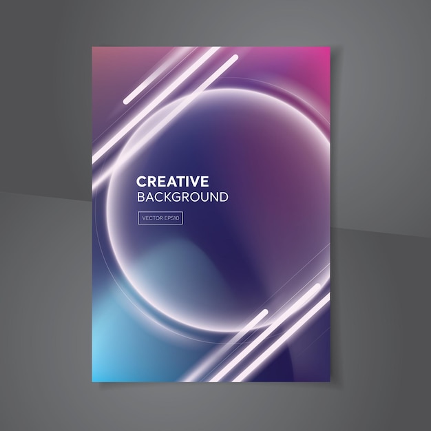 Modern sparkling neon light beams on abstract blend colorful purple pink book cover background