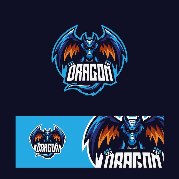 Vector modern sport blue dragon logo