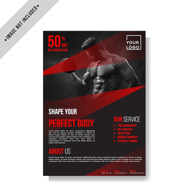 Vector modern sport fitness flyer layout template