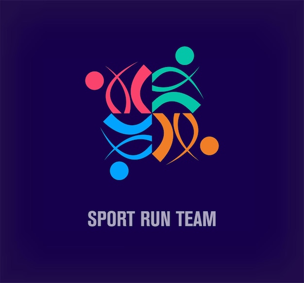 Modern sport run teamontwerp Uniek ontwerp kleurovergangen Lopende mensen sjabloon vector