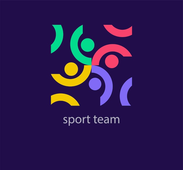 Vector modern sports team logo unique design color transitions running people logo template vector