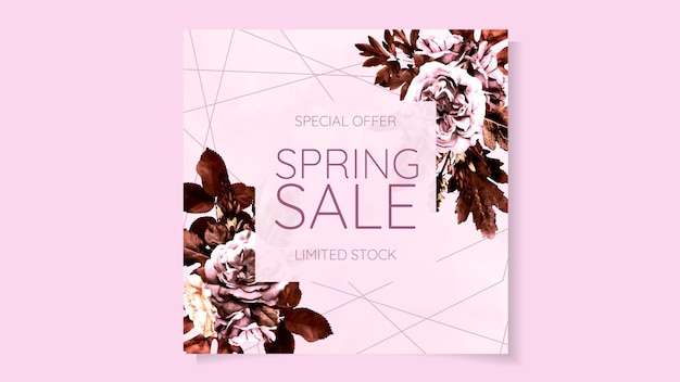 Modern spring sale floral flowers banner aanbieding korting