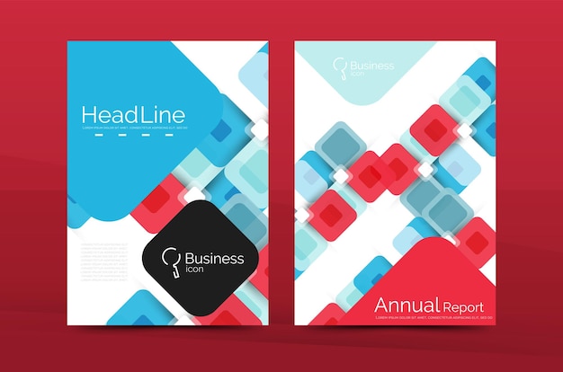 Vector modern square business annual report cover template