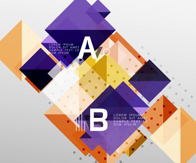 Modern square composition abstract banner vector template background for workflow layout diagram number options or web design