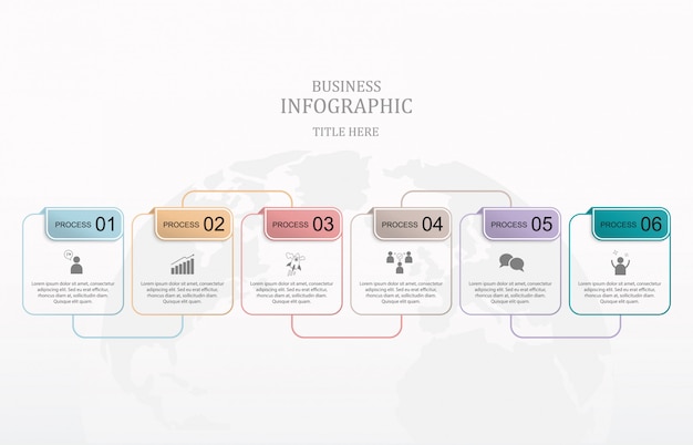 Modern square six box infographics.