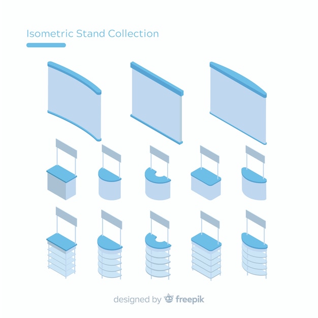 Modern stand collection with isometric view