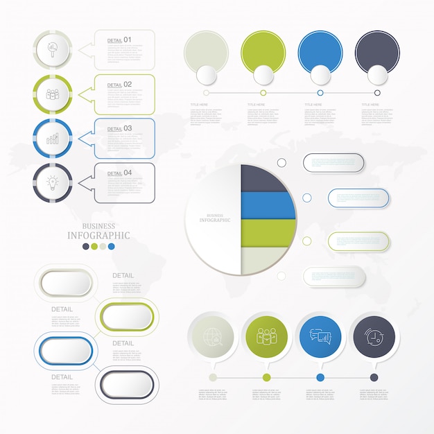 Vector modern and standard circles infographics set for present business concept.