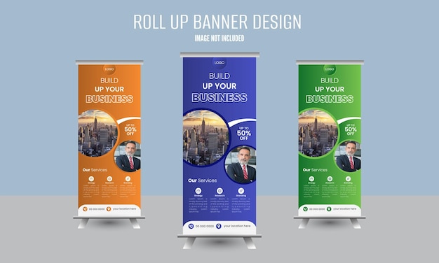 Vector modern standee roll up banner design