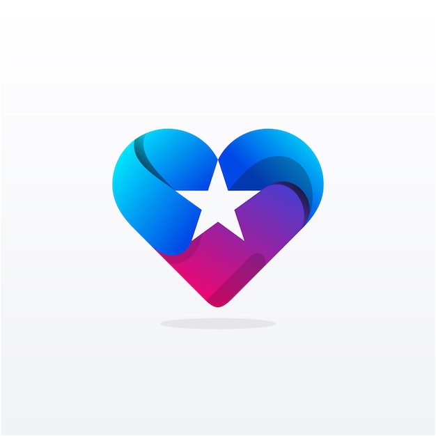 Modern Star With Love Gradient Color Logo Template