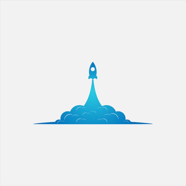 Modern startup logo illustration of rocket cloud and shopping