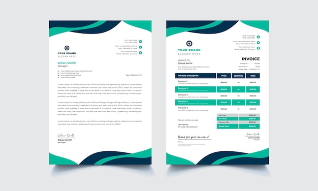 Vector modern stationery invoice and letterhead design