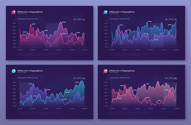 Vector modern statistic diagrams, graphs, charts.