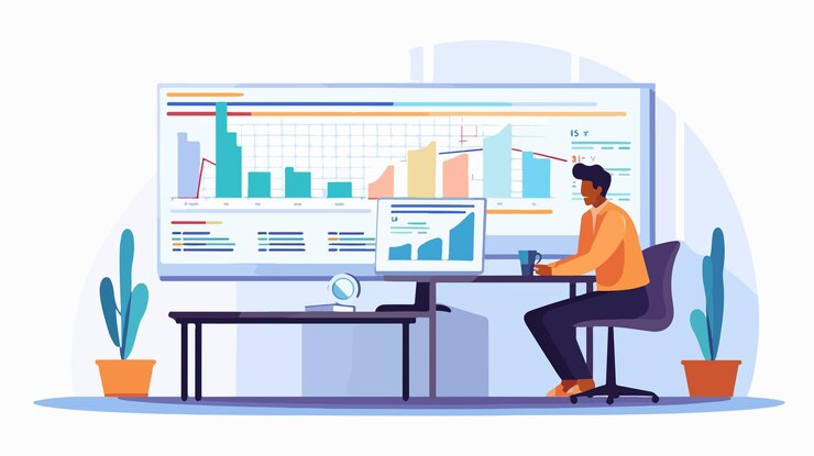 Vector modern statistics flat vector illustration on white background