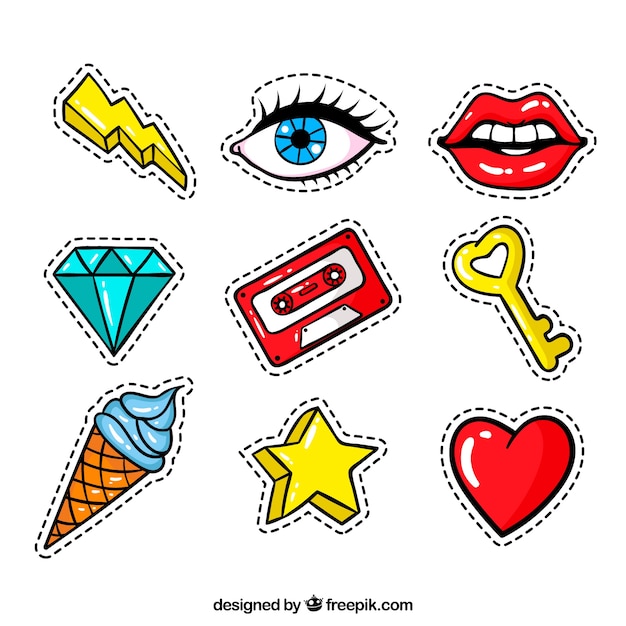 Modern stickers with pop art style