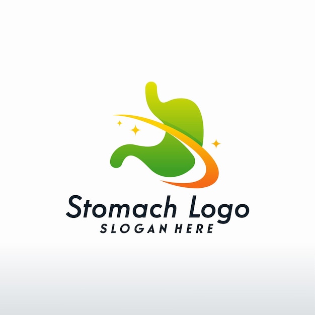 Modern stomach logo designs vector with swoosh, health stomach logo template