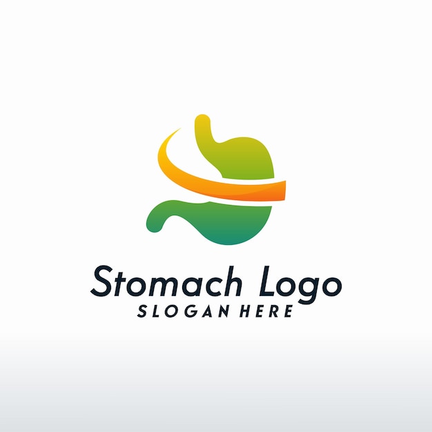 Il logo moderno dello stomaco disegna il vettore con lo swoosh, il modello del logo dello stomaco della salute