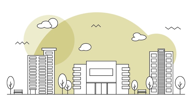 Modern straatbeeld in platte ontwerpstijl