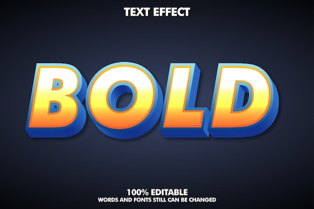 Modern strong bold 3D font effect, colorful text style