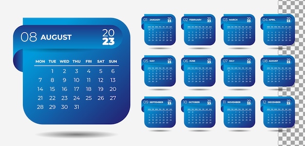Design moderno del calendario del nuovo anno 2023 in stile nastro