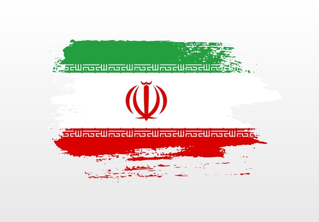 Modern style brush painted splash flag of Iran with solid background