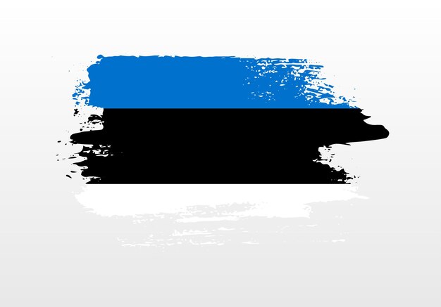 Вектор Кисть в современном стиле нарисовала всплеск флага эстонии на сплошном фоне