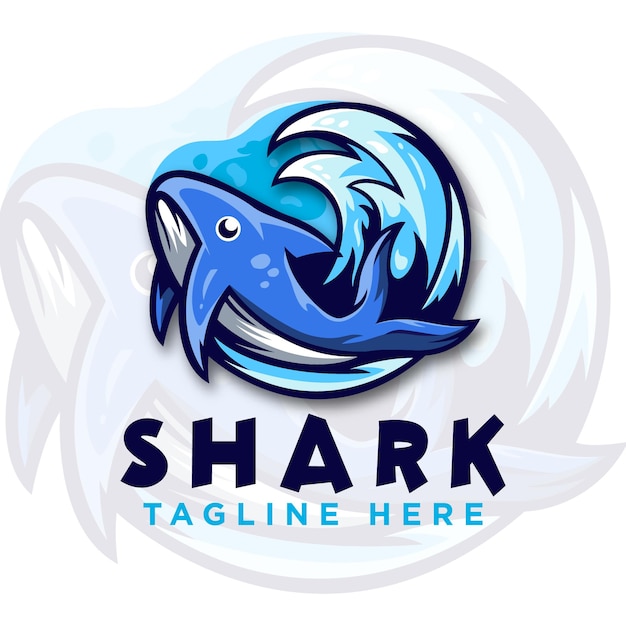 современный стиль милый дизайн логотипа акулы