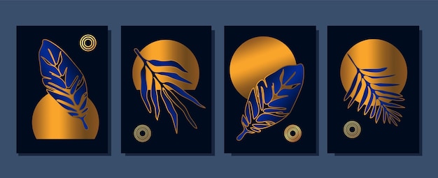 Illustrazione di design in stile moderno di uno sfondo con le foglie di palma