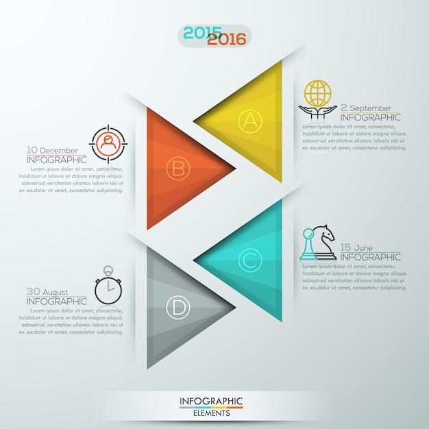 삼각형 4 단계 현대적인 스타일 Infographics 옵션 배너