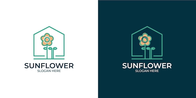 Modern style sunflower logo set