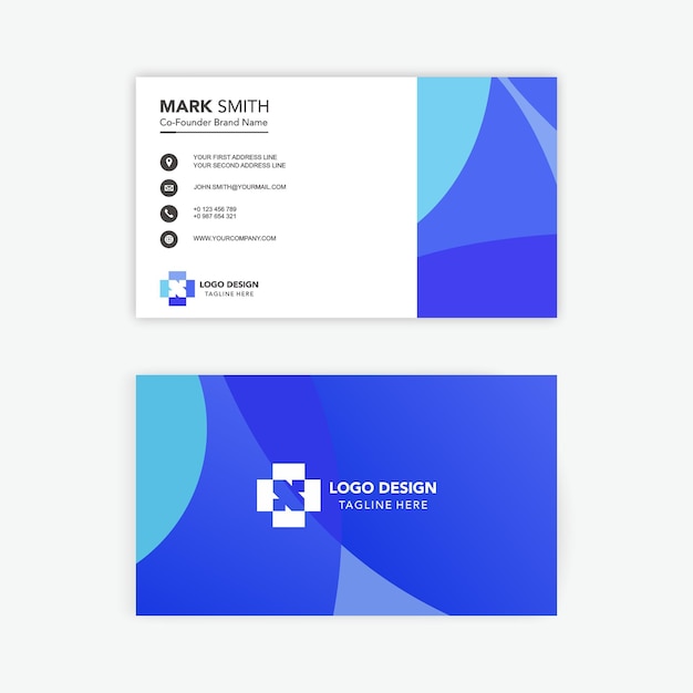 Modern stylish blue business card vector template