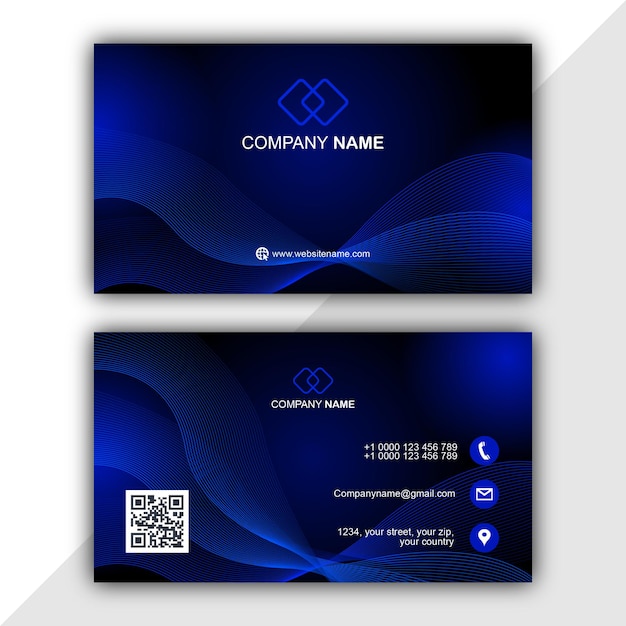 Modern stylish elegant business card blue business card