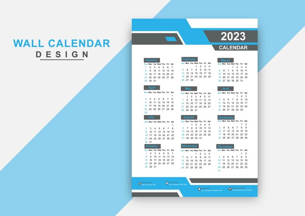 Modello di progettazione del calendario del nuovo anno 2023 geometrico moderno ed elegante