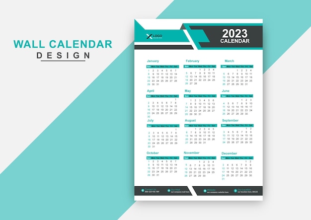 Modern stylish geometric 2023 new year calendar design template