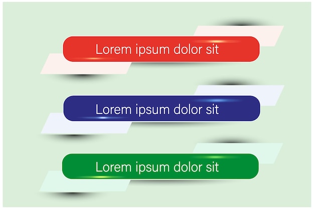 Modern stylish lower thirds banner set in three colors vector illustration.