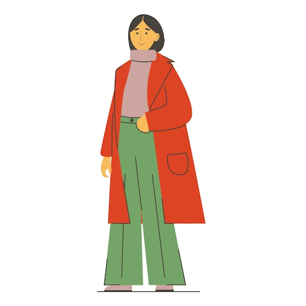 Modern stylish woman Fashion woman in trendy clothes vector cartoon illustration Colored flat vector