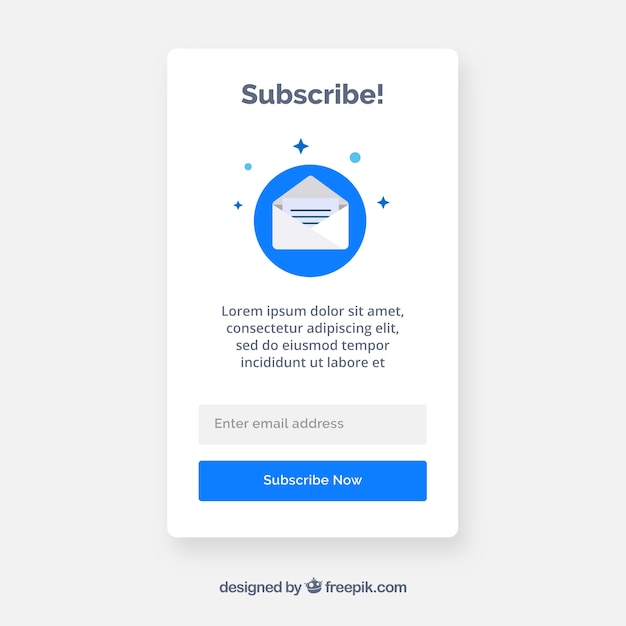 Modern subscription pop up with flat design