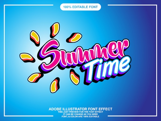 Modern summer editable illustrator text effect