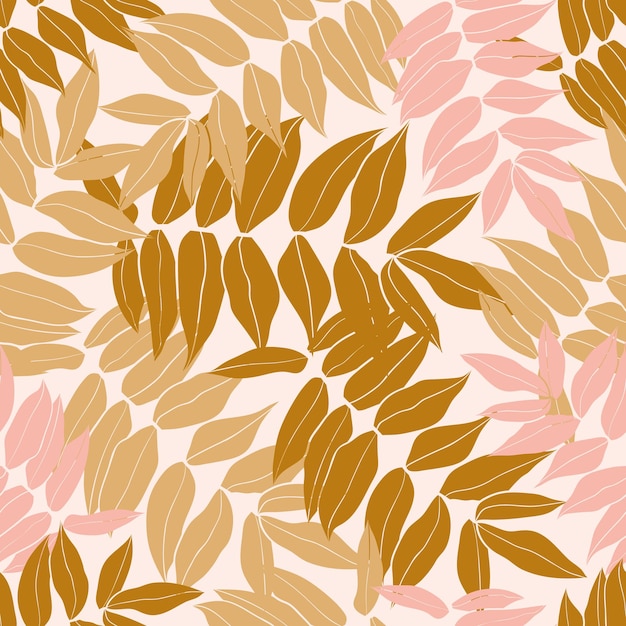 Modern summer tropical leaves seamless pattern design vector handdrawn leaves seamless pattern