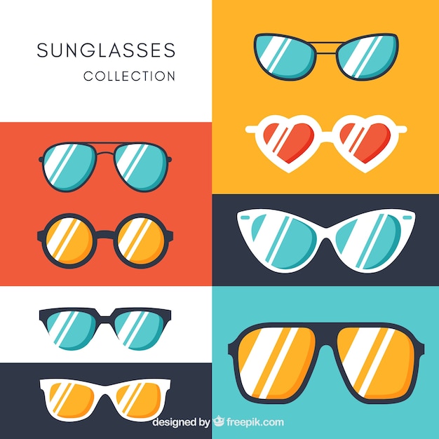 Modern sunglasses collection in flat style