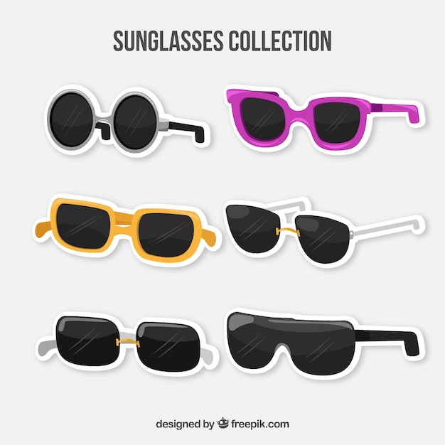 Collezione di occhiali da sole moderni in stile piatto