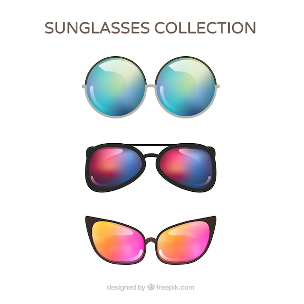 Modern sunglasses collection in flat style