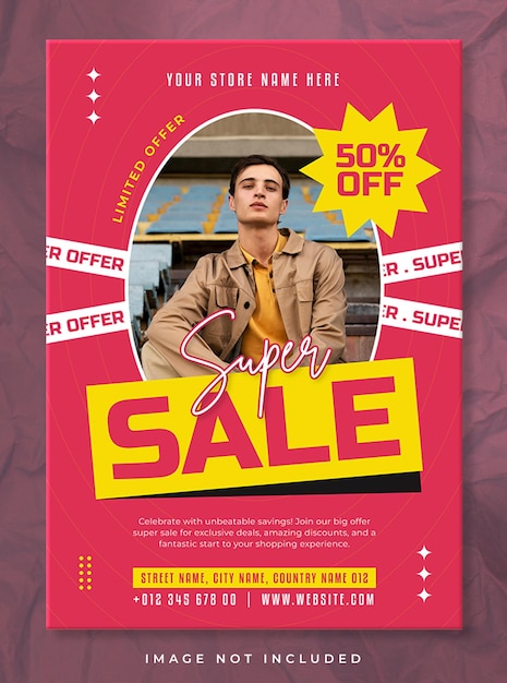 modern super sale limited offer mega discount flyer poster