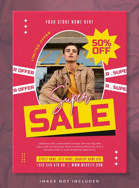 Vettore modern super sale limited offer mega sconto flyer poster