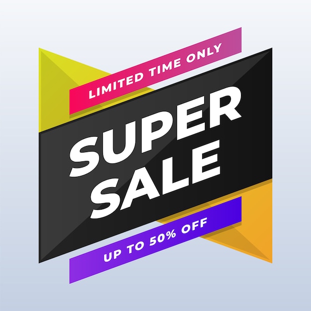 Modern super sale promotie bannerontwerp op wit