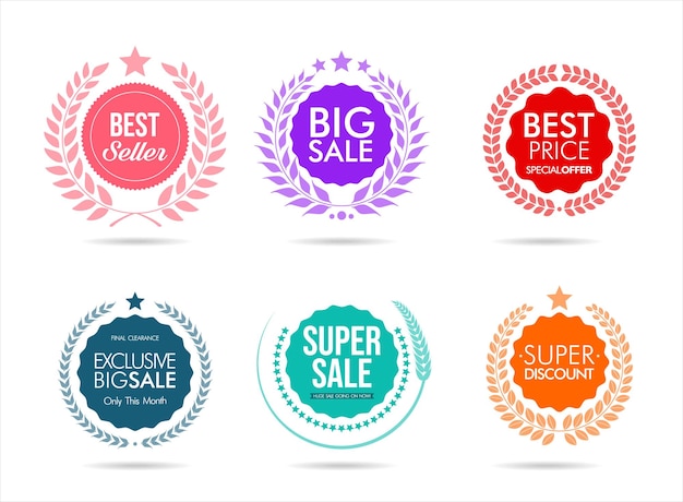 벡터 현대 슈퍼 판매 스티커 및 태그 다채로운 컬렉션