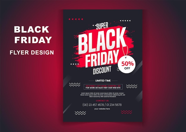 Modern super sell black friday flyer poster design template