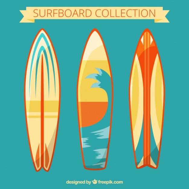 Vector modern surfboards set