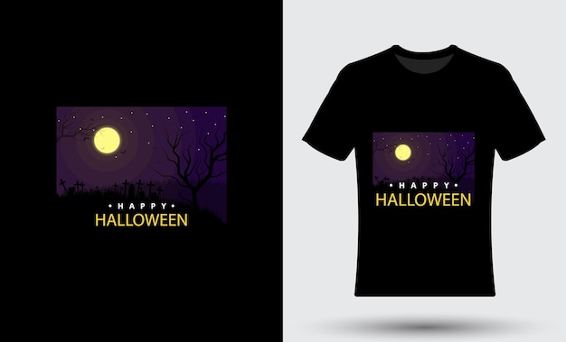 Design moderno della maglietta con l'illustrazione di happy halloween