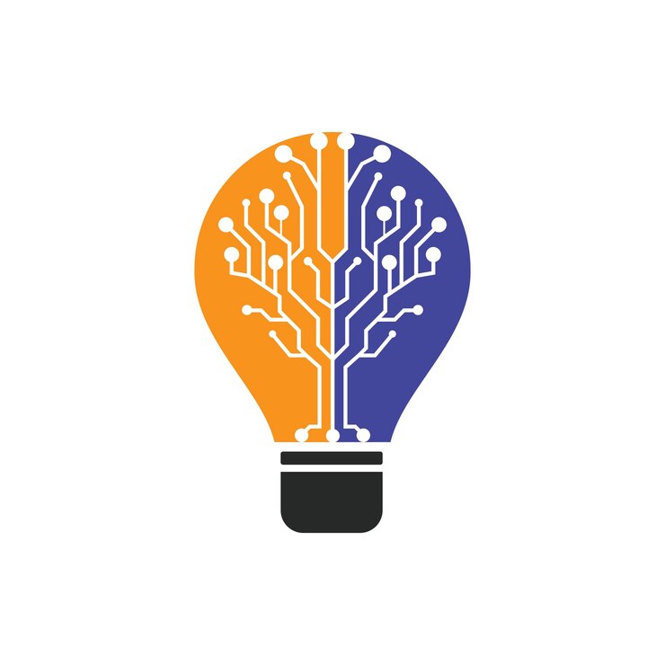 Vector modern tech bulb logo design concept