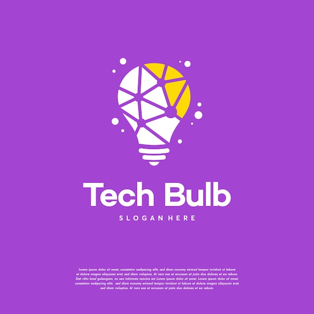 Vettore concetto di design del logo modern tech bulb, modello di logo pixel technology bulb idea